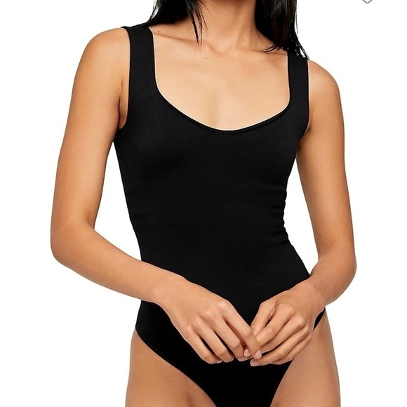 NWOT FREE PEOPLE Clean Lines Dipped-Neck Bodysuit  M/L - Picture 1 of 7
